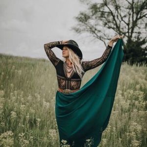 Teal Green Maxi Skirt